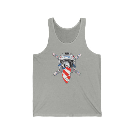Ronnie Mac Crossbones tank top featuring a unique graphic of a helmet and crossed motocross tools. Perfect for fans!