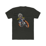 "Ronnie Mac Ghost Rider King of Moto T-Shirt featuring skeleton on fiery bike design"