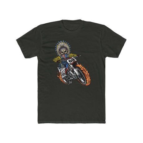 "Ronnie Mac Ghost Rider King of Moto T-Shirt featuring skeleton on fiery bike design"