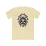 Skeleton Ronnie Shirt featuring iconic skeleton head with American bandana and feathered headdress, celebrating motocross spirit.