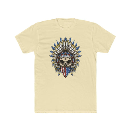 Skeleton Ronnie Shirt featuring iconic skeleton head with American bandana and feathered headdress, celebrating motocross spirit.