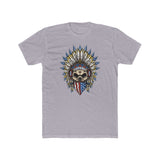 Skeleton Ronnie Shirt with American Bandana and Feathered Hat Design for Moto Fans