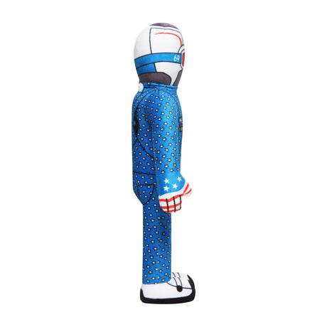 Lil Ronnie Merica plush toy in blue outfit with stars, embodying a mischievous character ready for fun.