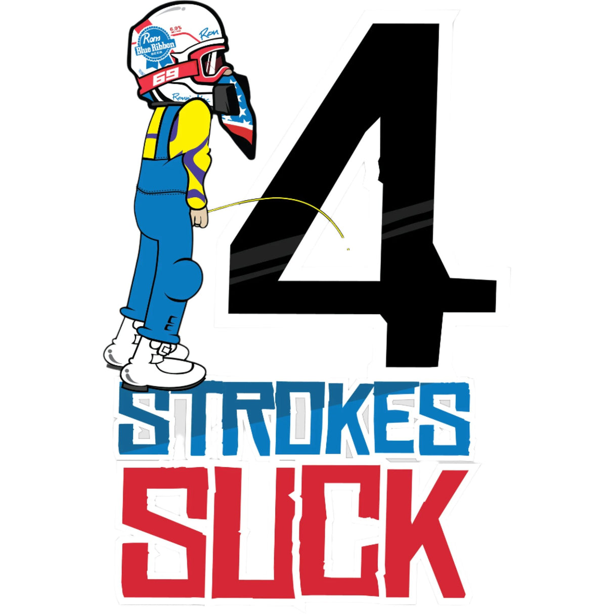 4-Strokes Suck Character Peeing Sticker