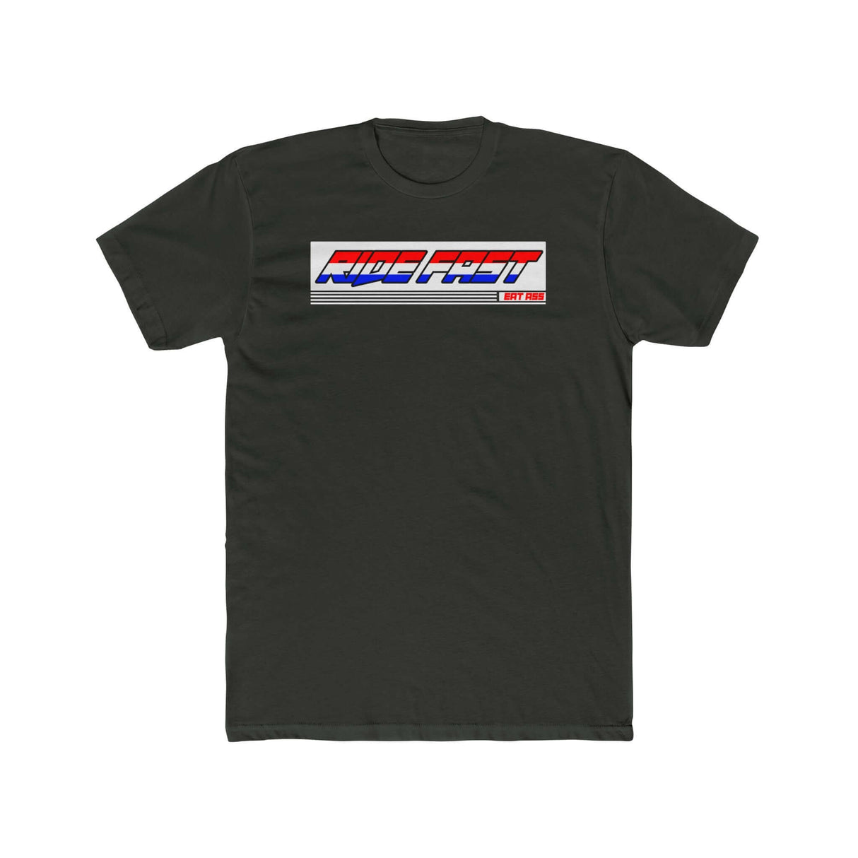 "Ride Fast, Eat Ass" T-Shirt from Ronnie Mac's collection, featuring bold slogan on the front, perfect for rebellious and adventurous spirits.