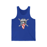 Ronnie Mac Crossbones Tank Top in blue featuring a helmet graphic and motocross design, perfect for fans and riders.