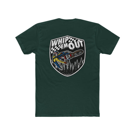 Whip 'Em Out shirt featuring Ronnie Mac design and motocross stunt graphic in green color