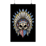 Skeleton Ronnie Mac Head Poster with American Bandana and Feathered Hat