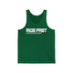 Green Ride Fast Checkered Tank with bold text and block underline pattern.