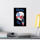 Ronnie Mac Helmet Poster featuring iconic motocross helmet design on a wall above a modern desk setup.