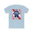 Ron's Blue Ribbon Beer shirt featuring a vintage logo design on a light blue background.