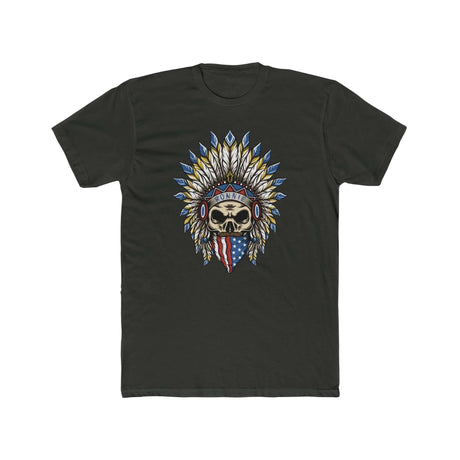 Skeleton Ronnie shirt featuring detailed skull with American bandana and feathered hat, capturing motocross spirit.