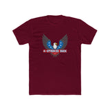 Maroon '4-Strokes Suck' shirt featuring a bold eagle graphic and stars, perfect for 2-stroke motorcycle enthusiasts.