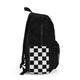 Crossbones 2-Stroke Backpack side view with checkered design featuring Ronnie Mac branding.