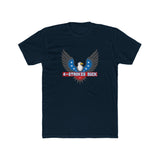 Black 4-Strokes Suck t-shirt featuring an eagle design and stars, celebrating 2-stroke engine enthusiasts.