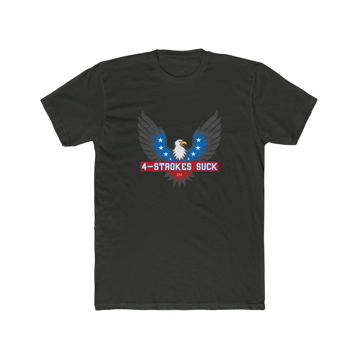 4-Strokes Suck Screamin Eagle Bird Shirt featuring an eagle graphic and bold colors on a black t-shirt.