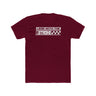 Maroon "Lead with the 2-Stroke" T-Shirt featuring bold white lettering and checkered design for moto enthusiasts.