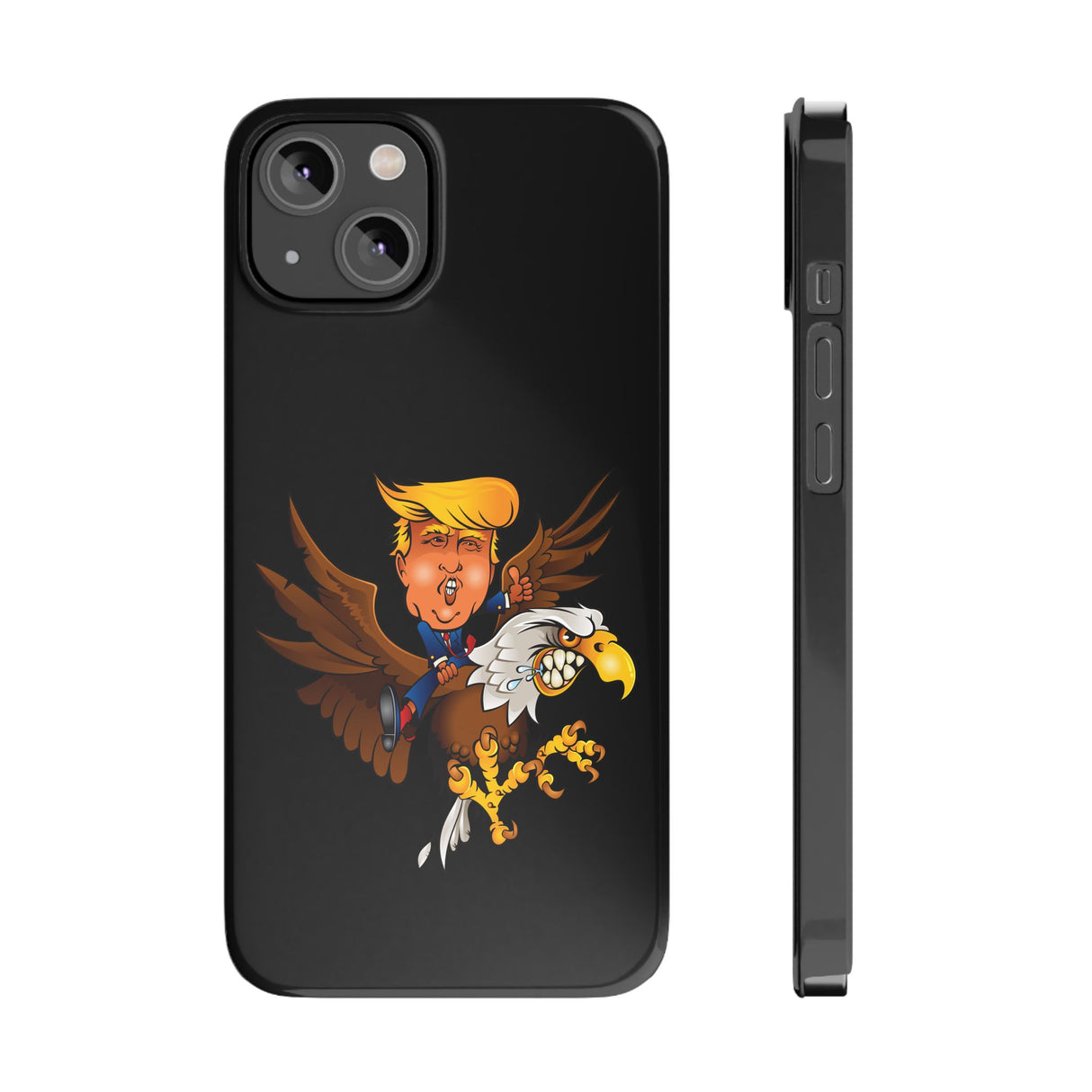 Trump Riding on a Sreamin Eagle Slim Phone Cases
