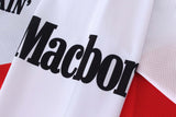 Close-up of Macboro 69 Jersey showing bold Macboro text on vented polyester mesh fabric