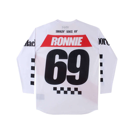 Macboro 69 Jersey by Ronnie Mac with vented polyester mesh for an athletic fit. Iconic sports memorabilia collectors item featuring number 69.