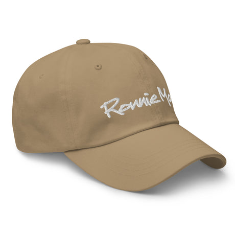 Ronnie Mac embroidered dad hat in chino cotton twill with adjustable strap and low-profile design.