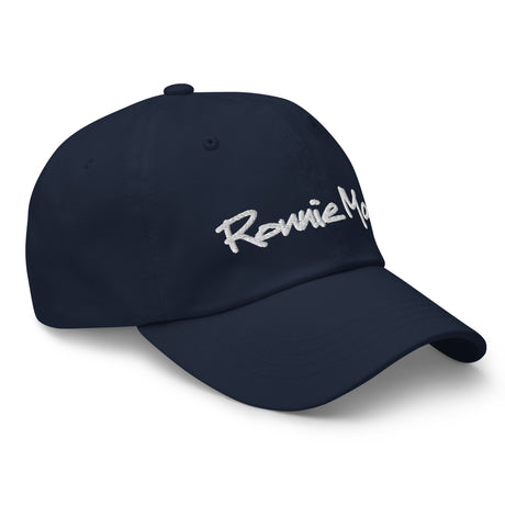Black Ronnie Mac embroidered dad hat with adjustable strap and low-profile design.