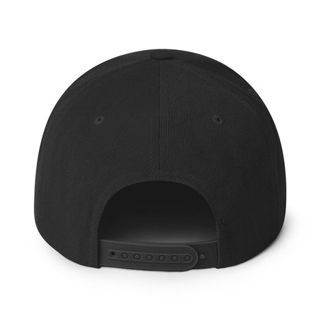 Back view of Fulltime Badass Embroidered Snapback Hat with adjustable strap in black.