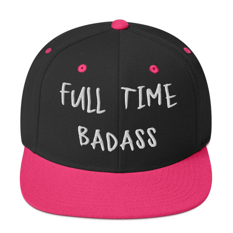 Black and pink snapback hat with "Fulltime Badass" embroidered text on the front.