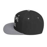Black and gray Fulltime Badass embroidered snapback hat with flat brim, side view.