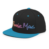 Ronnie Mac gradient embroidered snapback hat with black body and teal brim, featuring a classic fit and adjustable closure.