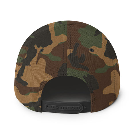 Camouflage Fulltime Badass snapback hat back view with adjustable strap, designed for bold style and comfort.