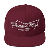"King of Moto Snapback Hat with Embroidered Logo in Burgundy"