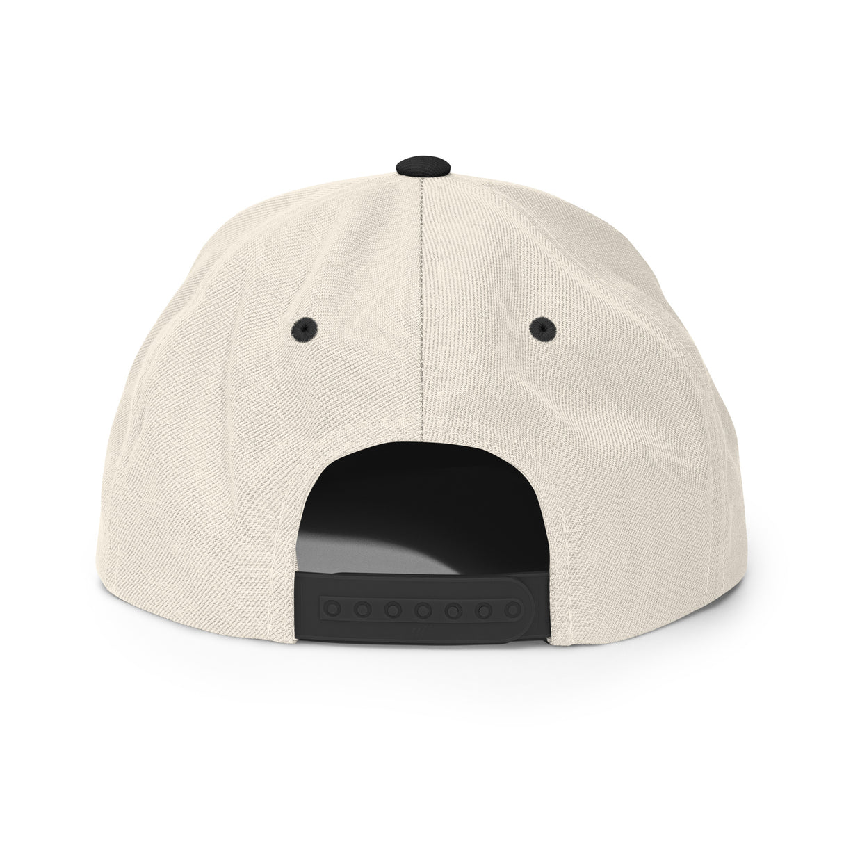 Back view of 2 Still Smoking Embroidered Snapback Hat featuring adjustable strap and classic design in beige color.