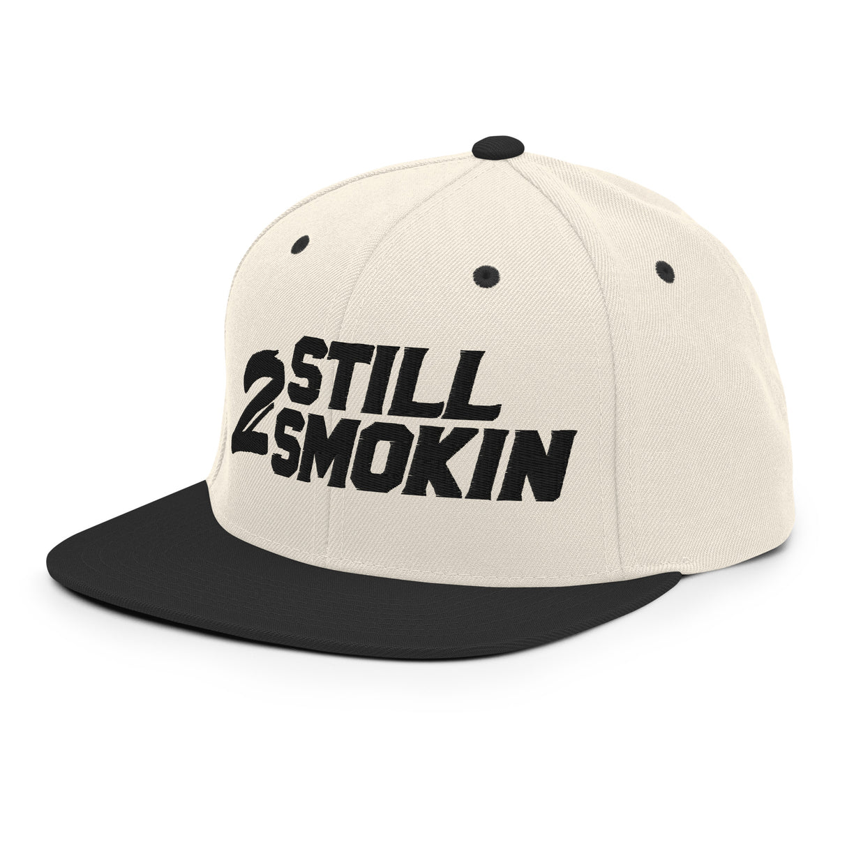 2 Still Smoking embroidered snapback hat with classic fit and flat brim, featuring bold text design from Ronnie Mac's store.