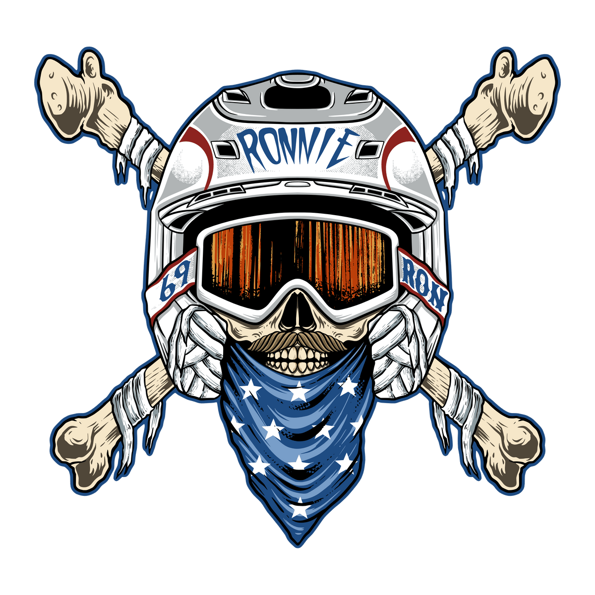 Crossbones Sticker Crossbones Skeleton Sticker – Ronnie Mac 69