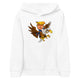 Youth hoodie with a cartoon Trump riding a bald eagle, symbolizing adventure and leadership.