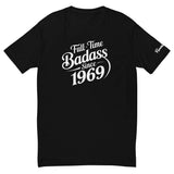 Full-time Badass Since 1969 black t-shirt for moto enthusiasts by Ronnie Mac.