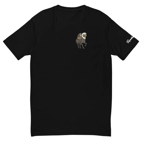 Black Headless Mac shirt with headless rider, eagle-headed horse, and pumpkin design for Halloween.