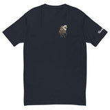 Black shirt featuring a headless rider on an eagle-headed horse holding a pumpkin, inspired by Halloween and Ronnie Mac.