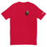 Red Headless Mac Shirt featuring an eagle-headed horse and a pumpkin, capturing a humorous twist on Halloween spirit.