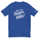 Blue "Full-time Badass Since 1969" T-shirt for moto enthusiasts