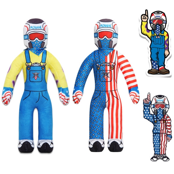 Lil Ronnie Plush Bundle, includes classic ronnie, merica ronnie in both plush and sticker form