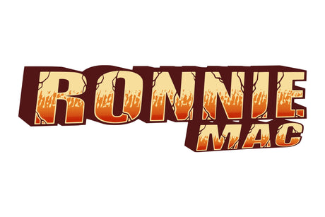 Ronnie Mac logo with fiery orange design elements displaying a bold, dynamic appearance.