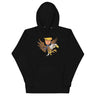 Trump riding a screaming eagle graphic on a black hoodie, perfect for trendsetters and future leaders.