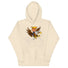 Trump riding a screaming eagle graphic on a beige hoodie, symbolizing leadership and resilience.