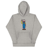 Grey character hoodie with unique RonnieMac design for standout style and attention on Tunder.