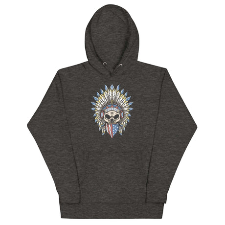 Ronnie Ghost Rider Hoodie with Skeleton Design, American Bandana, and Feathered Hat, perfect for moto fans and motocross enthusiasts.