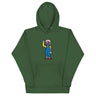 Green RonnieMac character hoodie with unique design for standout style on Tunder.