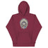 Maroon Ronnie Ghost Rider Hoodie with Skeleton, American Bandana, and Feathered Hat design captures motocross spirit.