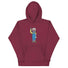 Maroon character hoodie with unique design, perfect for standing out on Tunder and making a bold style statement.